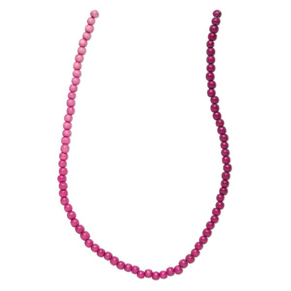 Bead, Taiwanese cheesewood (dyed / waxed), pink ombre, 6mm round. Sold per pkg of (2) 15-1/2" to 16" strands. image number 0