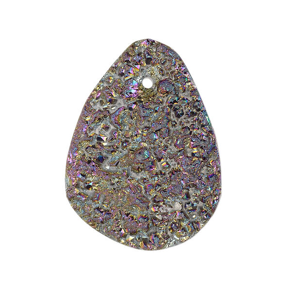 Focal, druzy agate (coated), metallic peacock, 28x20mm-38x26mm hand-cut freeform, B grade, Mohs hardness 6-1/2 to 7. Sold individually. image number 0