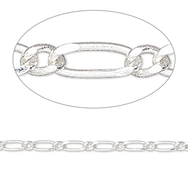 Chain, silver-plated brass, 2.5mm twisted oval. Sold per 50-foot spool. image number 0