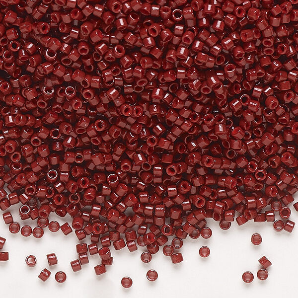 Seed bead, Delica®, glass, pkg/7.5g, #11 round, Duracoat® opaque outside dyed maroon (DB-2120). image number 0