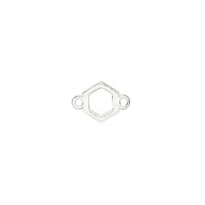 Link, sterling silver, 7mm open hexagon. Sold individually.