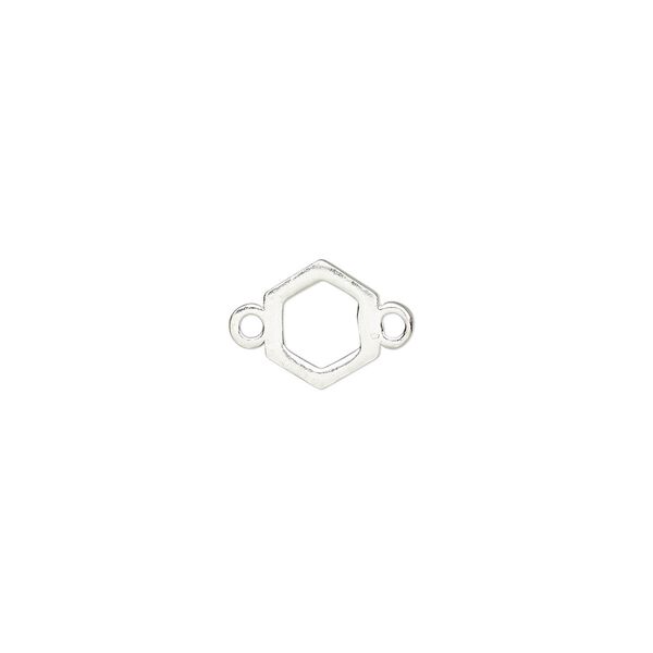 Link, sterling silver, 7mm open hexagon. Sold individually. image number 0
