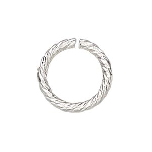 Jump ring, sterling silver, 6mm diamond-cut round, 4.7mm inside diameter, 20 gauge. Sold per pkg of 20.