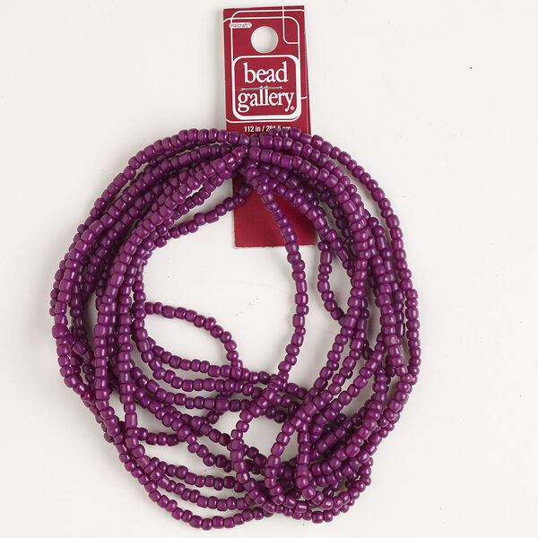 Seed bead mix, glass, pkg/112inch, #8 round, opaque purple. image number 0
