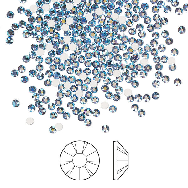 Flat back 1440pk denim blue AB foil back, Preciosa MAXIMA Czech crystal rhinestone 1.7-1.9mm chaton rose round SS5 image number 0