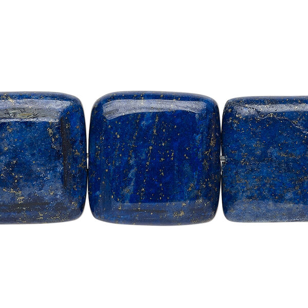Bead, lapis lazuli (dyed), 20x20mm-21x21mm flat square, B grade, Mohs hardness 5 to 6. Sold per 8-inch strand. image number 0