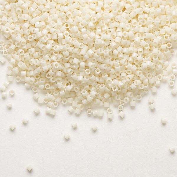 Seed bead, Delica®, glass, pkg/7.5g, #15 round, opaque ivory (DBS-0732). image number 0