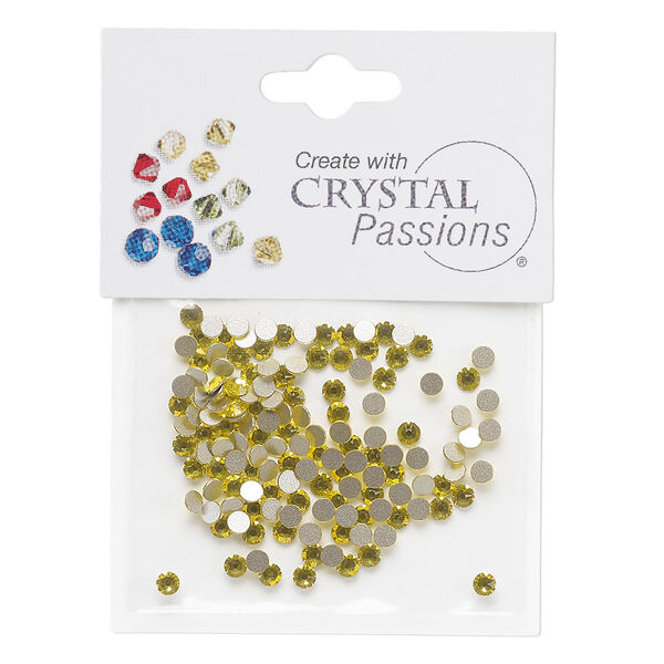 Flat back 1pkg144 citrine, Crystal Passions&reg; rhinestone 3-3.2mm round SS12 image number 0