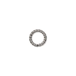 Jump ring, gunmetal-plated brass, 10mm twisted round, 6.8mm inside diameter, 14 gauge. Sold per pkg of 100.