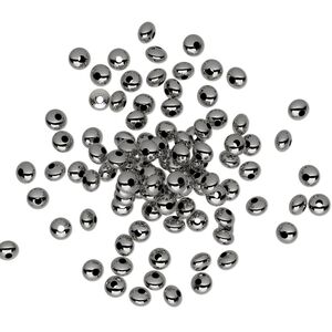 Bead, gunmetal-plated brass, 3x2mm smooth rondelle. Sold per pkg of 1,000.