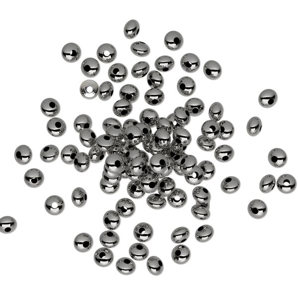 Bead, gunmetal-plated brass, 3x2mm smooth rondelle. Sold per pkg of 1,000. image number 0