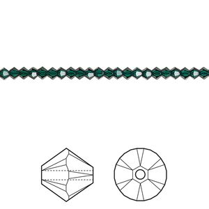 Bead 48pk emerald, Crystal Passions® 2.5mm bicone 5328