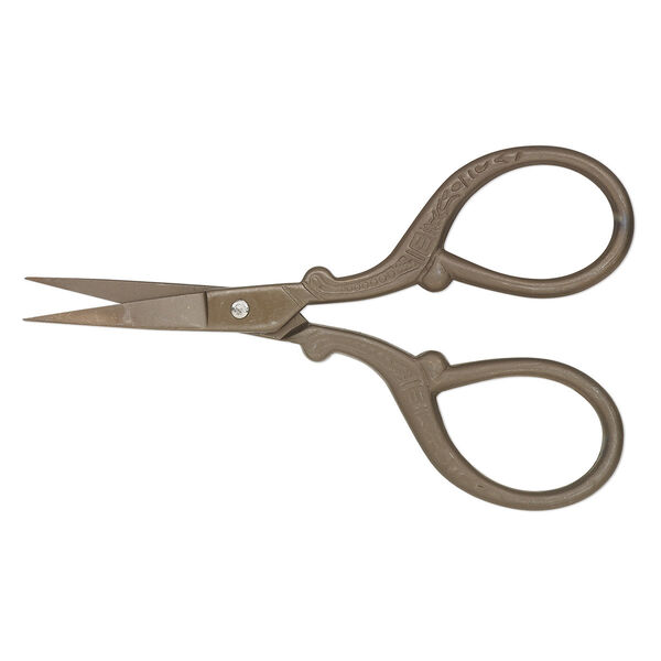 Scissors, antique brass-plated stainless steel, 3-1/2 x 1-3/4 inches. Sold individually. image number 0