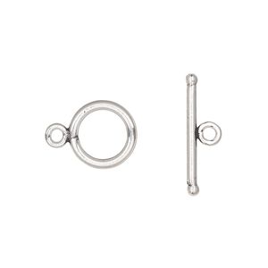 Clasp, toggle, antiqued sterling silver, 11mm smooth round. Sold individually.