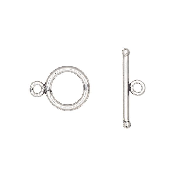 Clasp, toggle, antiqued sterling silver, 11mm smooth round. Sold individually. image number 0