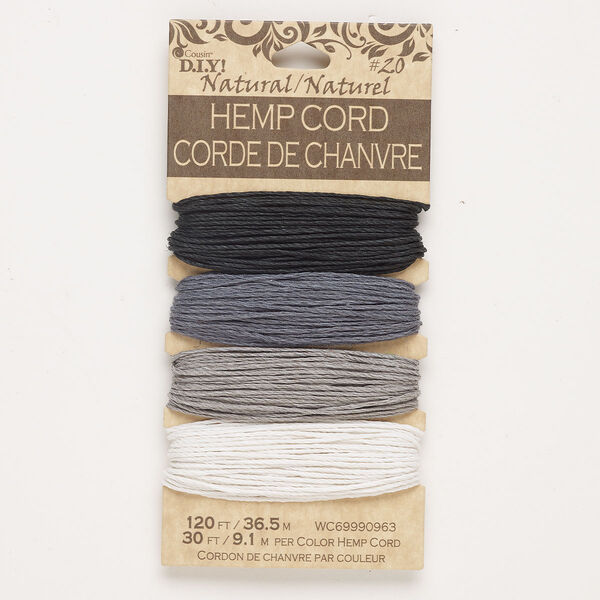 Hemp 1pkg4, round cord 30 foot assortment assorted colors 1mm image number 0