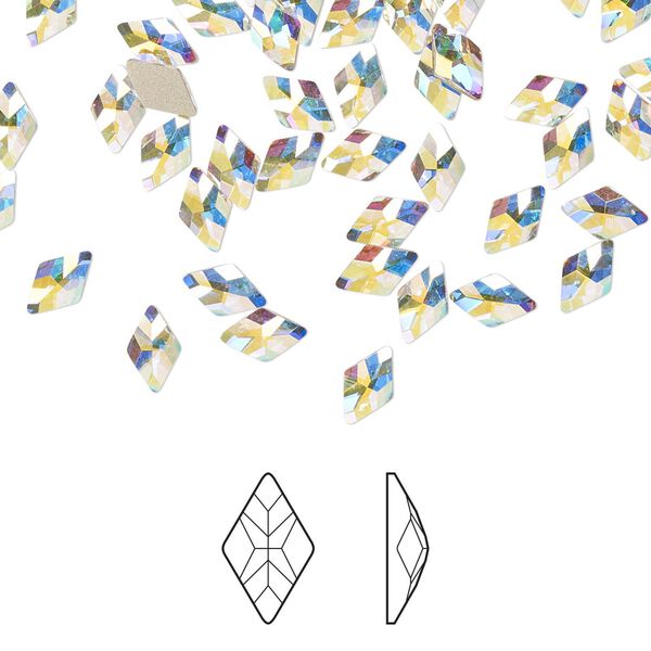 Flat back 6pk crystal AB foil back, Preciosa MAXIMA Czech crystal rhinestone 6x4mm rhombus image number 0