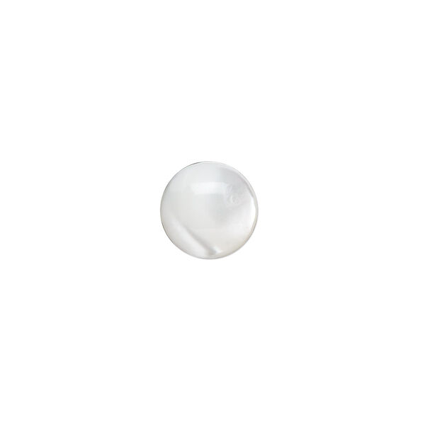 Cabochon, mother-of-pearl shell (bleached), white, 10mm calibrated round, Mohs hardness 3-1/2. Sold per pkg of 4. image number 0
