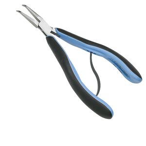 Pliers, Lindstrom® RX series, curved chain-nose, steel / plastic / rubber, blue and black, 6 inches. Sold individually.