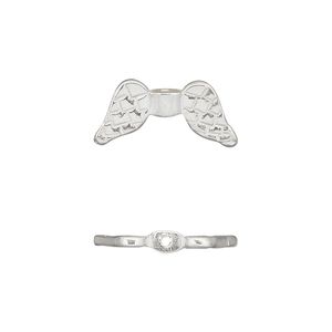 Bead, JBB Findings, sterling silver, 19x9mm double-sided angel wings. Sold individually.