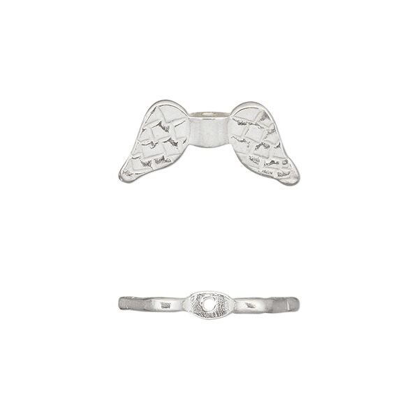 Bead, JBB Findings, sterling silver, 19x9mm double-sided angel wings. Sold individually. image number 0