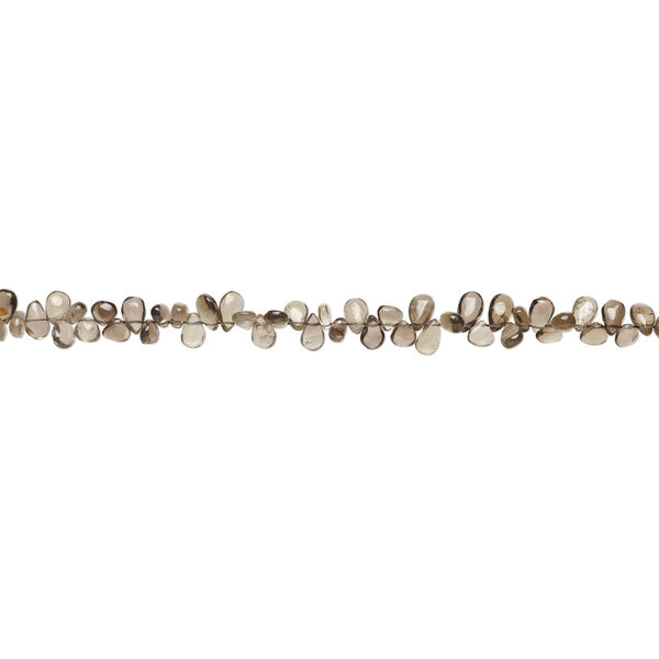 Smoky quartz 1pkg1, hand-cut top-drilled puffed teardrop bead, 13 inch 6x5mm-12x8mm image number 1
