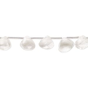 White topaz 1pkg20, hand-cut top-drilled faceted puffed teardrop bead 7x7mm-9x8mm