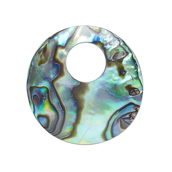 Focal, paua shell (natural), 30mm hand-cut single-sided go-go, Mohs hardness 3-1/2. Sold individually. image number 0