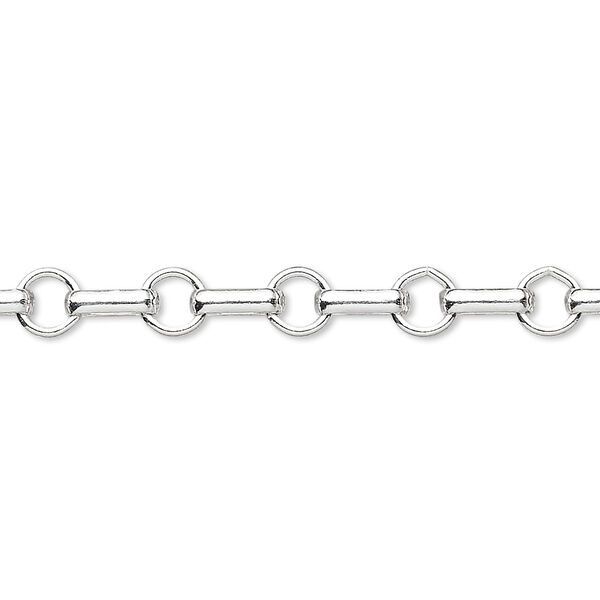Chain, sterling silver, 5mm bar and link. Sold per pkg of 5 feet. image number 0