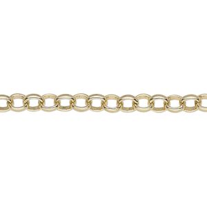 Chain 1pkg1 gold-plated rolo, 5mm, brass 5 foot unfinished