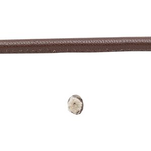 Cord, leather and cotton (dyed), brown, 4mm zigzag-stitched round. Sold per 5-yard section.