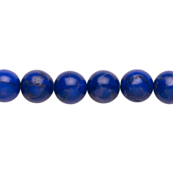 Bead, howlite (dyed), lapis blue, 8mm round, B grade, Mohs hardness 3 to 3-1/2. Sold per 15-1/2" to 16" strand. image number 0