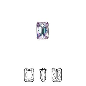 Drop 4pk crystal vitrail light P, Crystal Passions® 9x6mm pendant emerald cut 6435