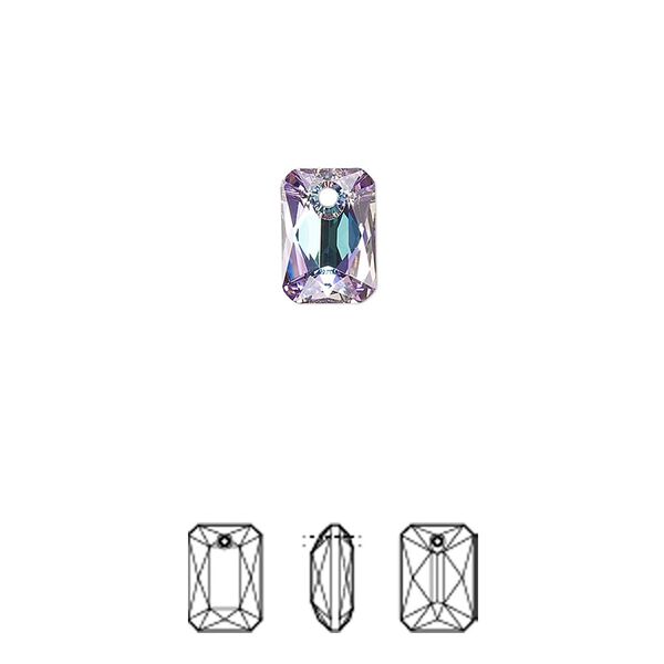 Drop 4pk crystal vitrail light P, Crystal Passions® 9x6mm pendant emerald cut 6435 image number 0
