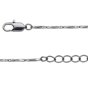 Chain 1pkg1 rectangle, 1.5mm diamond-cut tube / lobster claw clasp, gunmetal-finished brass 36 inch