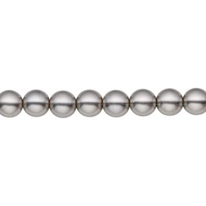 Bead, Czech pearl-coated glass druk, opaque grey, 6mm round. Sold per 15-1/2" to 16" strand.