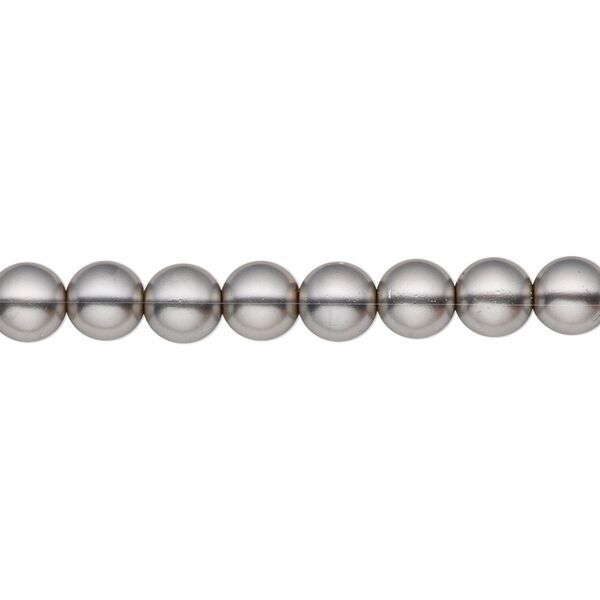 Bead, Czech pearl-coated glass druk, opaque grey, 6mm round. Sold per 15-1/2" to 16" strand. image number 0