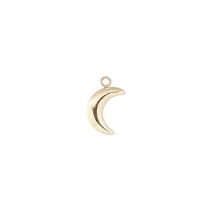 Charm, 14Kt gold-filled, 10x7mm single-sided moon. Sold individually.