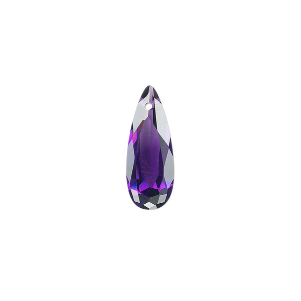 Drop, cubic zirconia, amethyst purple, 18x7mm hand-faceted teardrop, Mohs hardness 8-1/2. Sold per pkg of 2. image number 0