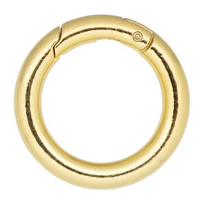 Clasp self-closing hook 1pkg2 "pewter" (zinc alloy), 37mm round, gold-finished steel 1-strand