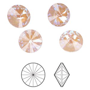 Chaton 4pk crystal dusty pink DeLite, Crystal Passions® 12mm rivoli 1122