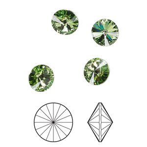 Chaton 8pk peridot foil back, Crystal Passions® 8.16-8.41mm rivoli SS39 1122