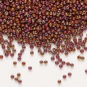 Seed bead, Preciosa Ornela Czech glass, pkg/50g, #11 rocaille, opaque rainbow brown, (14600).