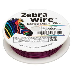Wire, Zebra Wire™, color-coated copper, magenta, round, 26 gauge. Sold per 30-yard spool.