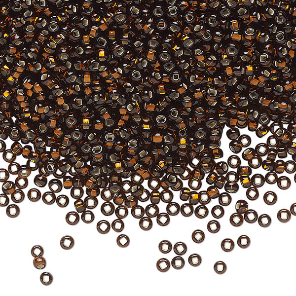 Seed bead, Preciosa Ornela Czech glass, pkg/50g, #11 rocaille, transparent silver-lined root beer, (17140). image number 0