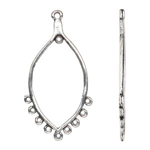 Focal, antique silver-finished "pewter" (zinc-based alloy), 43.5x23mm single-sided open marquise with 10 closed loops. Sold per pkg of 10.