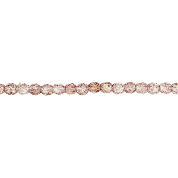 Bead, Czech fire-polished glass, peach and brown, 3mm faceted round. Sold per 15-1/2" to 16" strand. image number 0