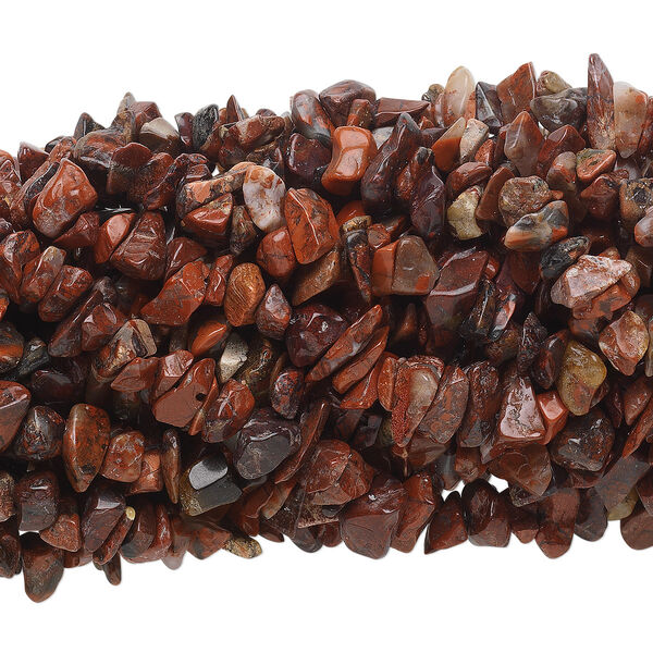 Bead, brecciated jasper (natural), medium chip, Mohs hardness 6-1/2 to 7. Sold per pkg of (10) 34-inch strands. image number 0