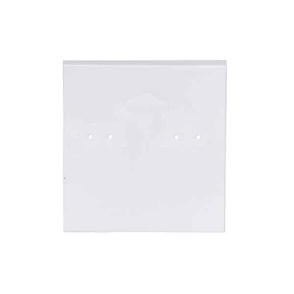 Earring card, PVC plastic, opaque white-blue, 2x2 inch square. Sold per pkg of 100. image number 0