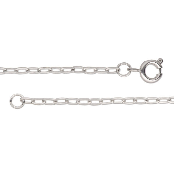Chain, stainless steel, 2.2mm paperclip, 16 inches with springring clasp. Sold individually. image number 0